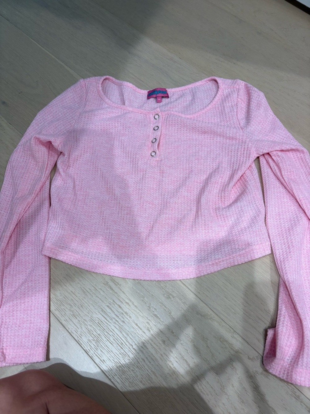 Women’s Edikted pink waffle long sleeve shirt size XS